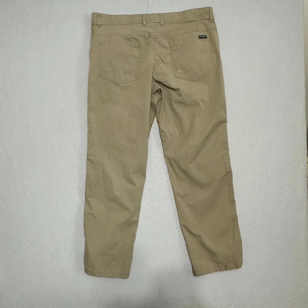 Columbia Mens 36x30 Khaki Tan Straight Leg 5 Pocket Casual Pants Outdoor Hiking